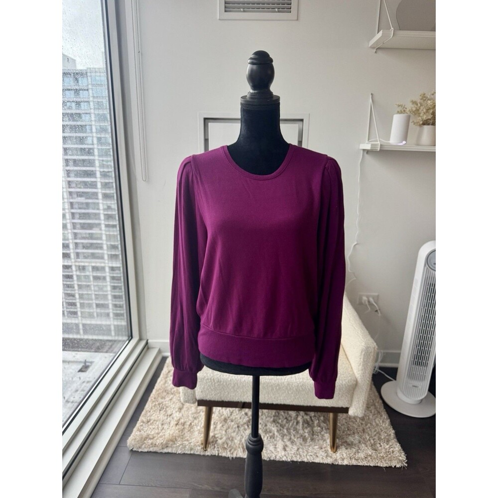 Express Purple Puff Long Sleeve Crew Neck Sweatshirt Size Medium